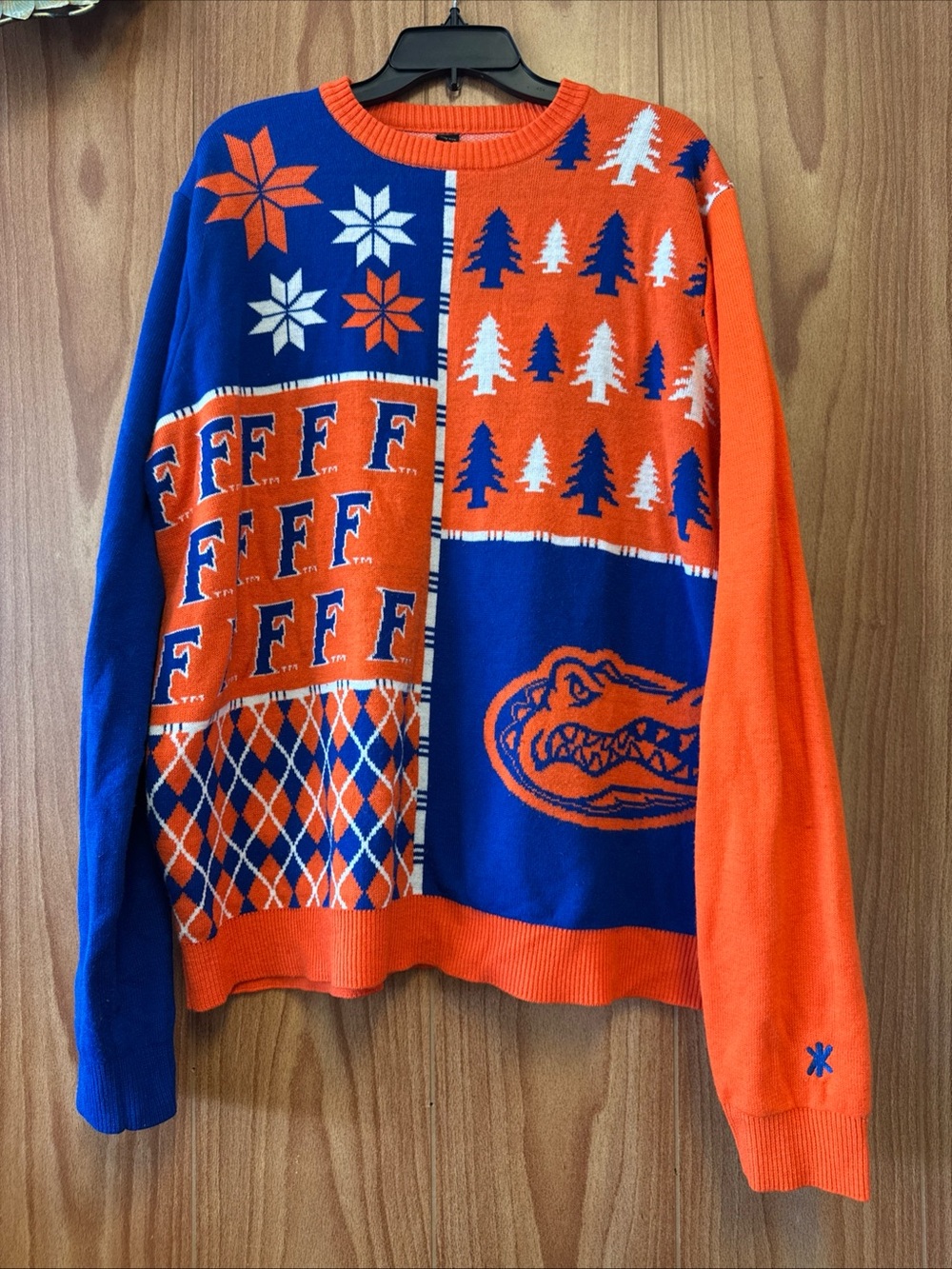 Blue & Orange University Sweater Crewneck Plus Size 2XL Ugly Christmas Sweater